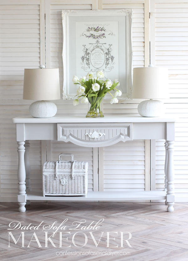 Sofa table painted gray and white