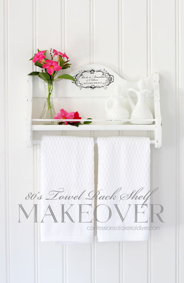 80's Towel rack shelf makeover