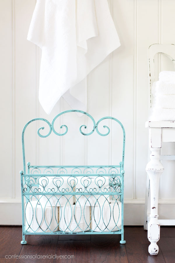 turquoise magazine rack