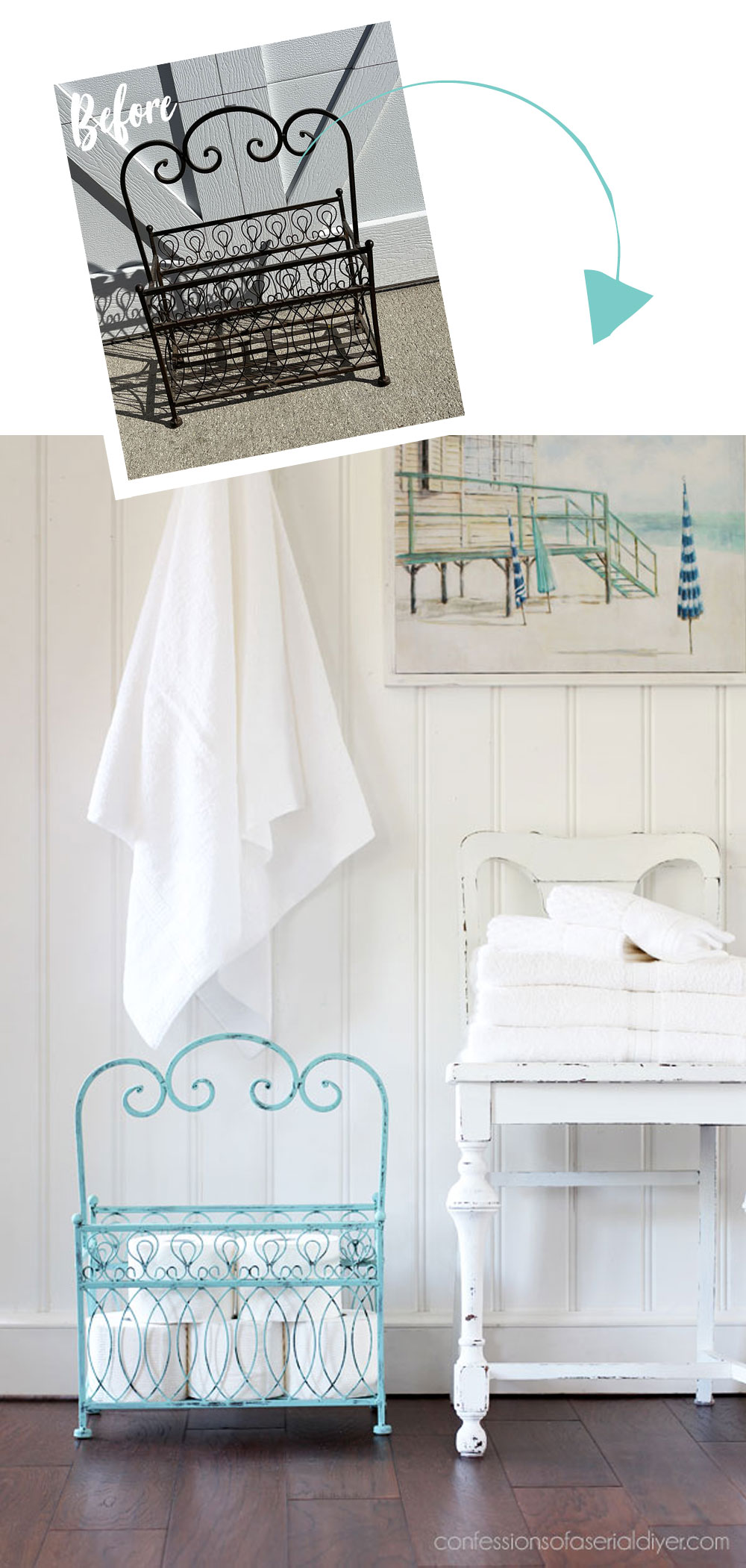 painted magazine rack makeover