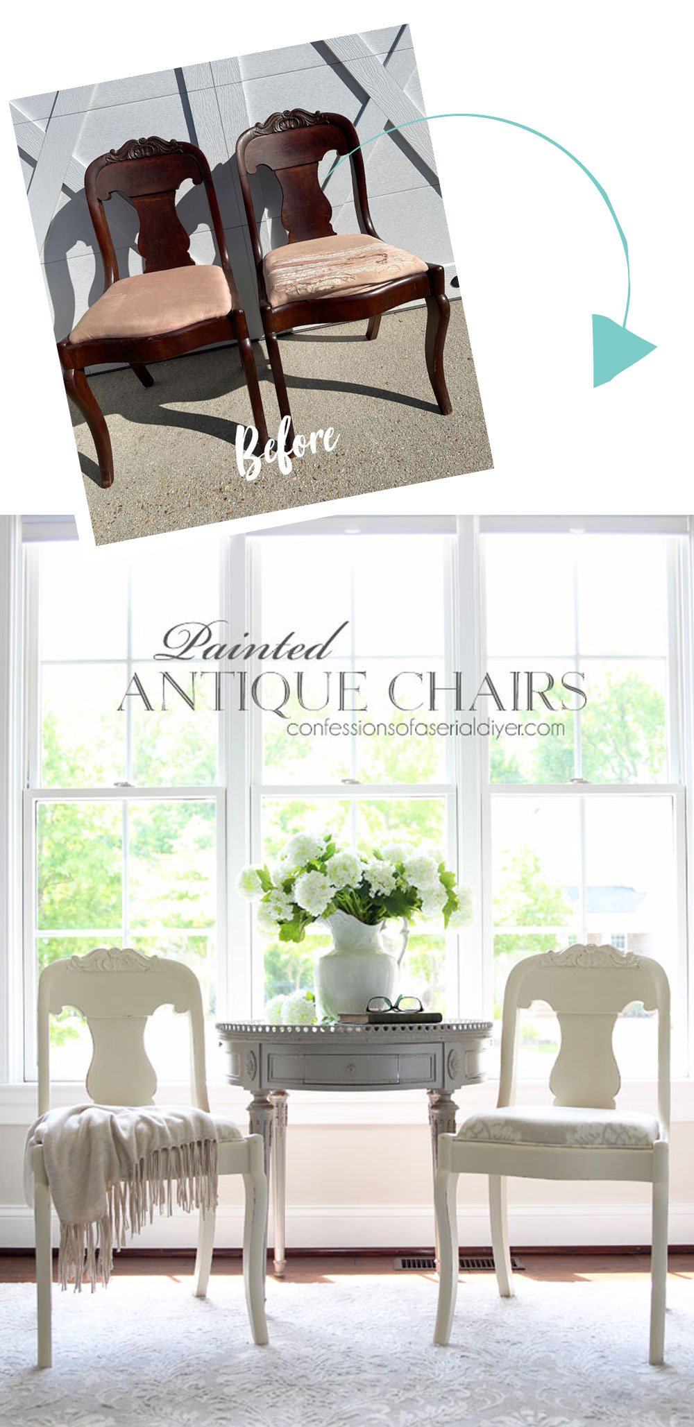 Drop Cloth painted antique chairs
