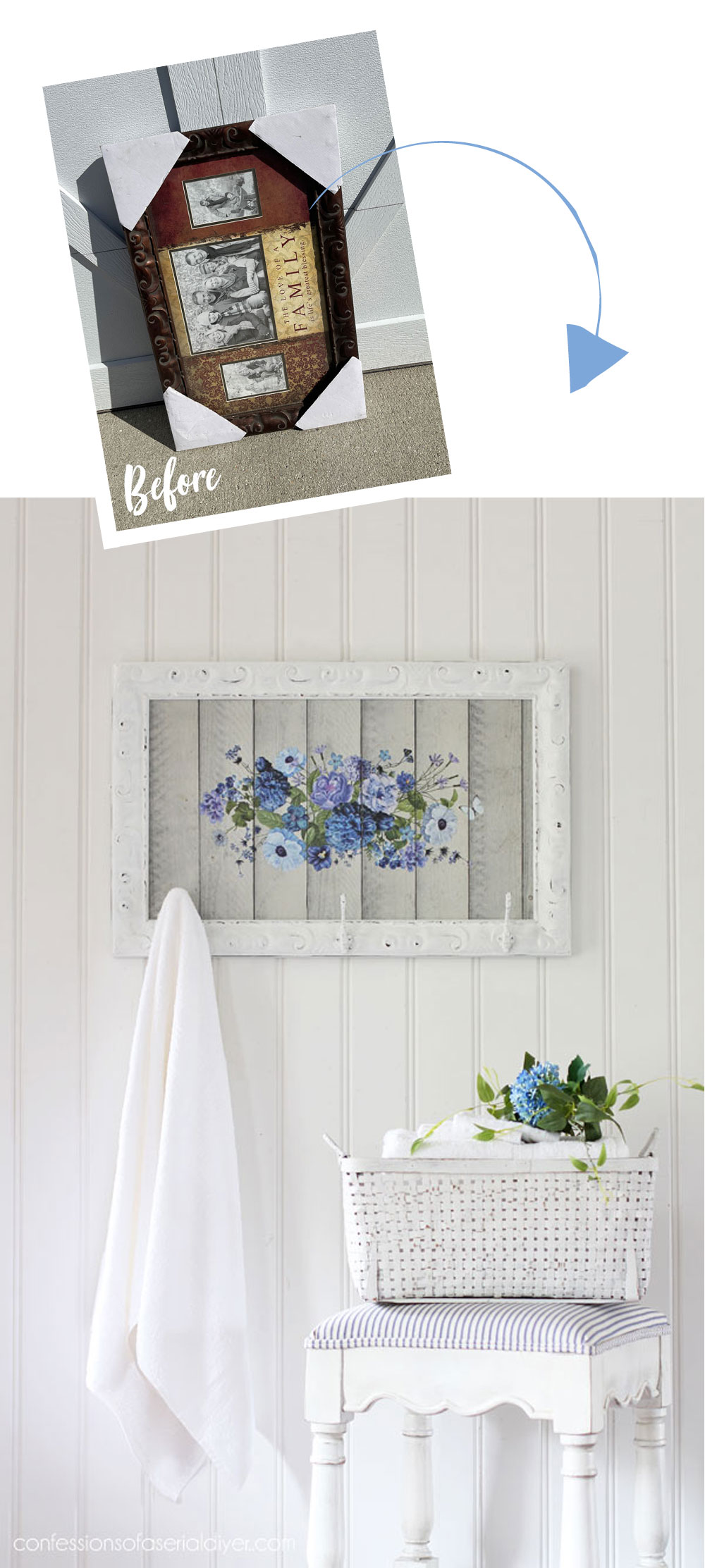 Old Frame Repurposed into a hanging rack