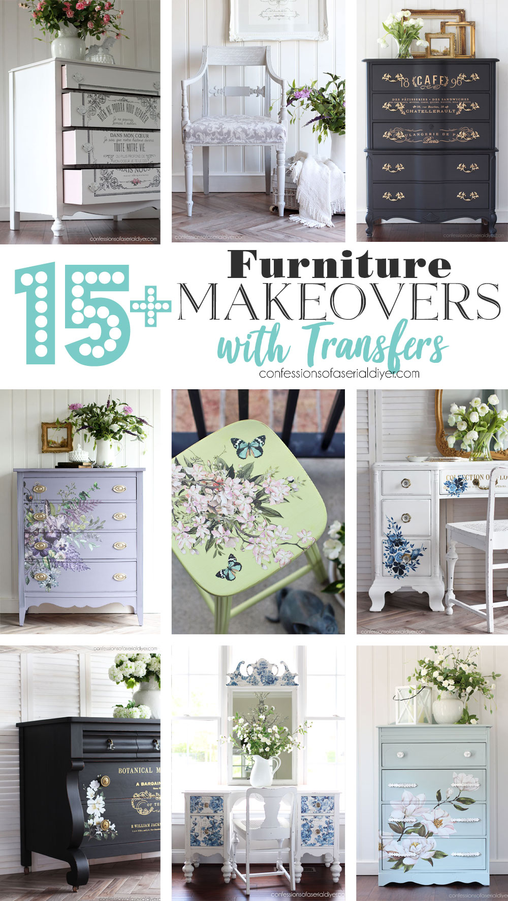 15+ Fabulous Furniture Makeovers with Transfers