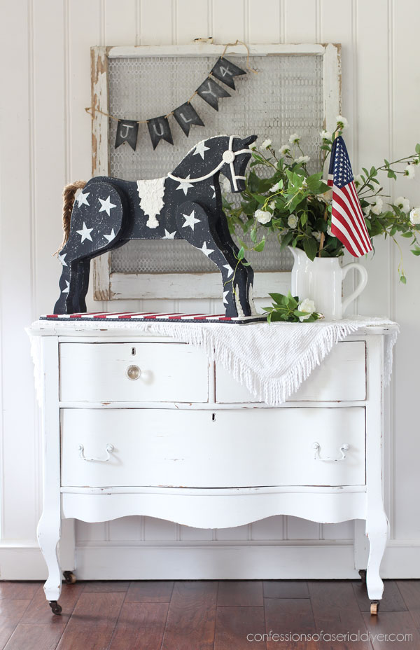 Patriotic Painted Horse in Silk Mineral Paint