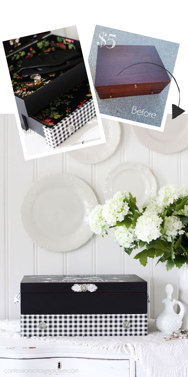 Flatware Box Makeover with the Gingham Black transfer