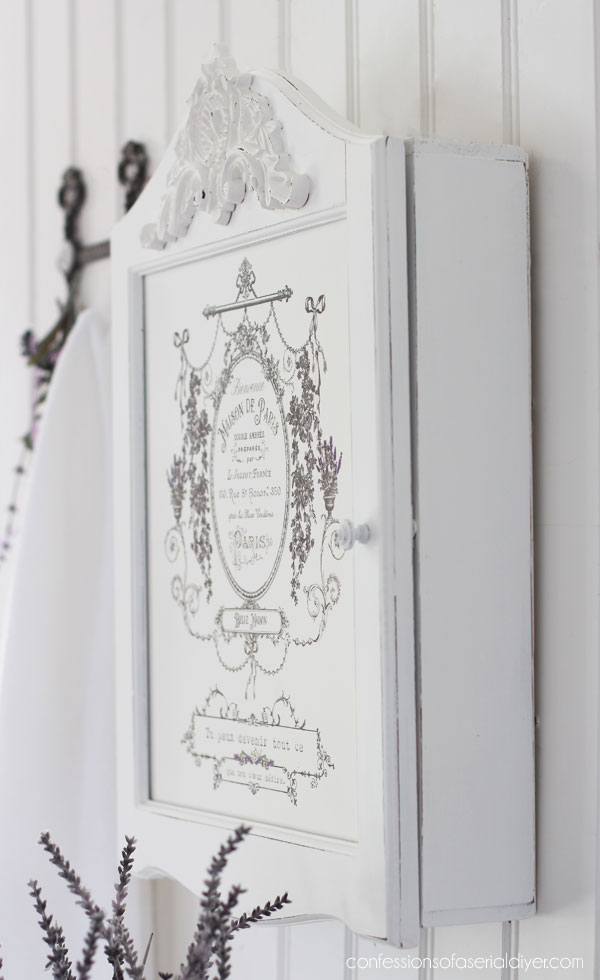 Mini wall cabinet makeover with the Maison de Paris transfer