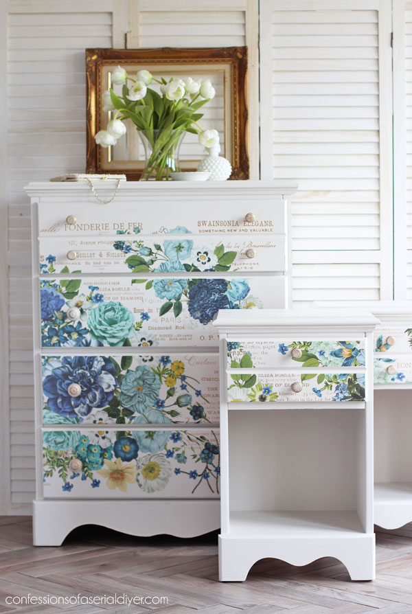 Floral dresser and nightstand