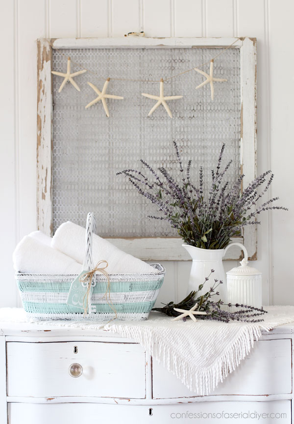 Striped painted basket