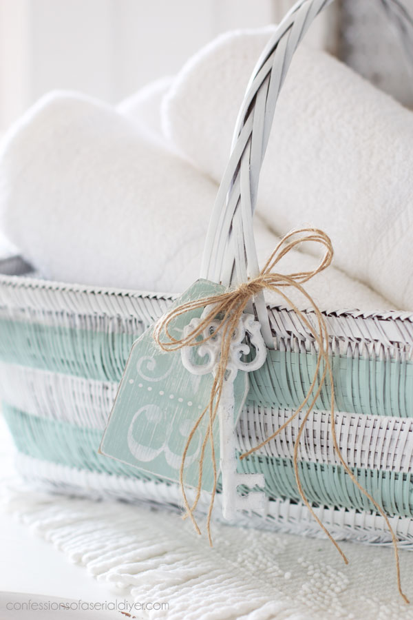 Striped painted basket