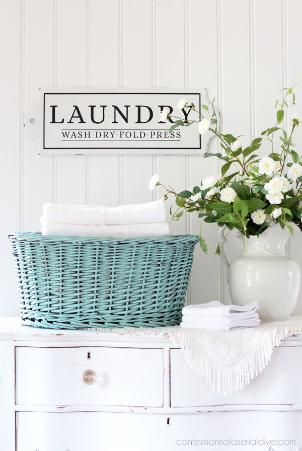 Aqua painted basket