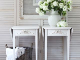 Drop leaf side tables painted in Dixie Belle Fluff