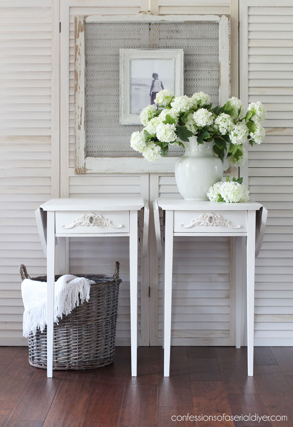 Drop leaf side tables painted in Dixie Belle Fluff