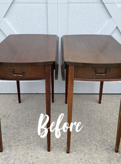 Updated Drop Leaf Side Tables with Decor Moulds