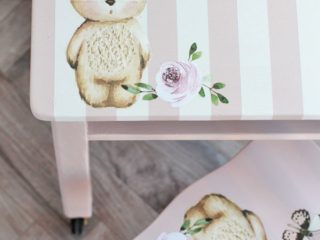 Child's Oak Desk Makeover with Hello Baby Transfer