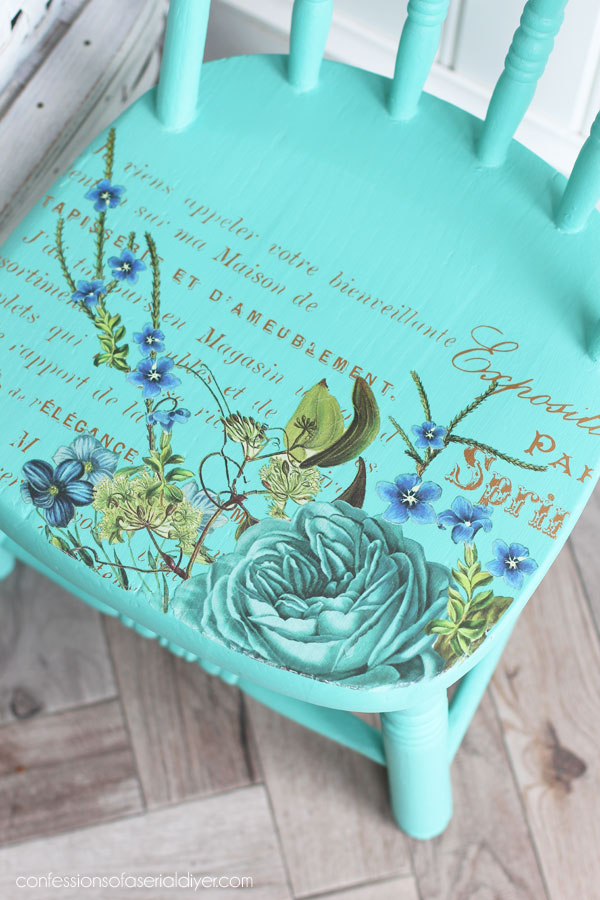 Child's chair with the Cosmic Roses transfer