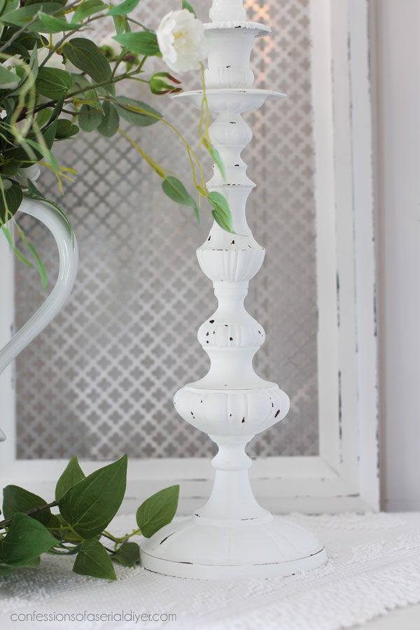 White Painted candle holders