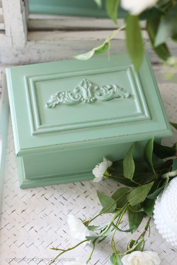 Recipe box painted in Mint Julep