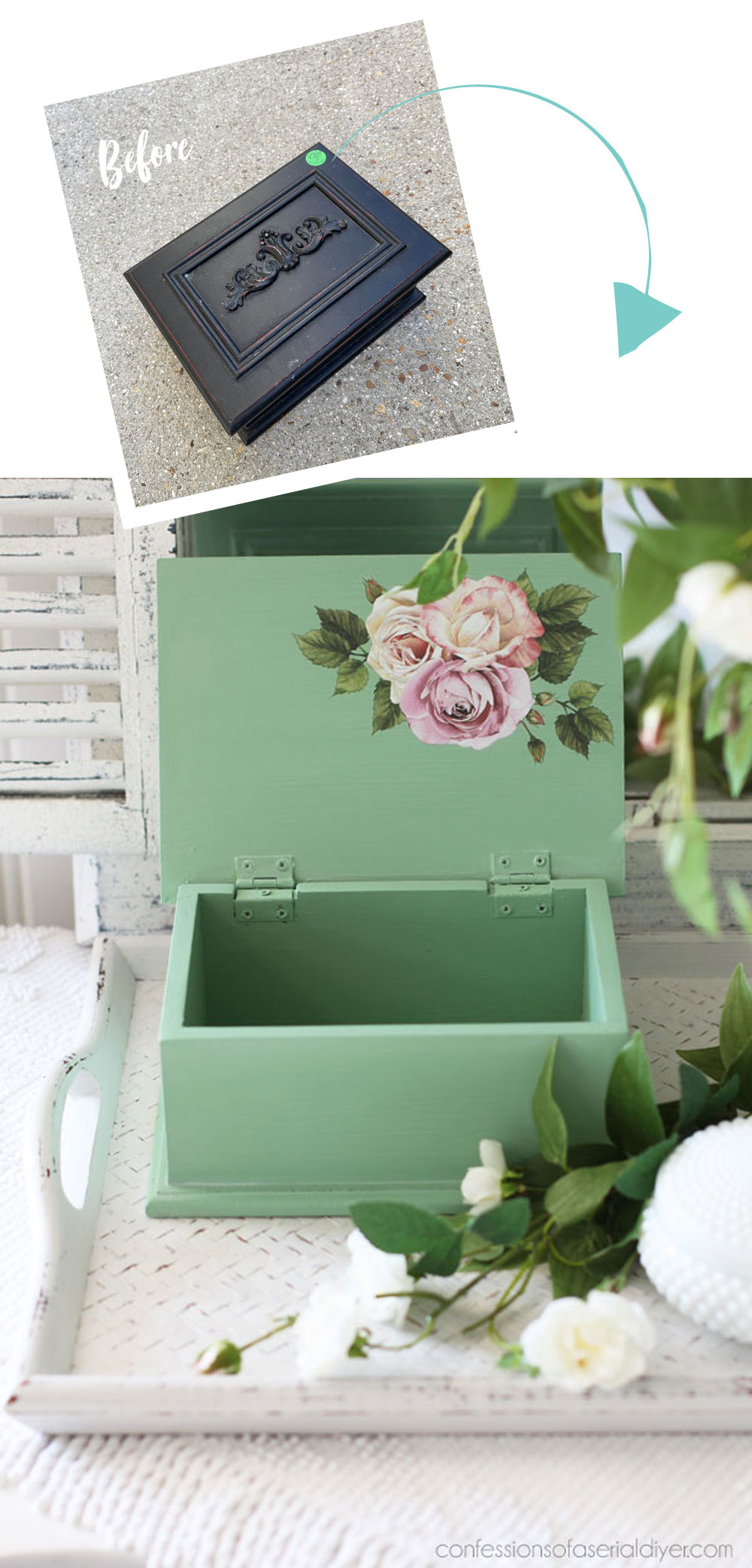 Recipe box painted in Mint Julep