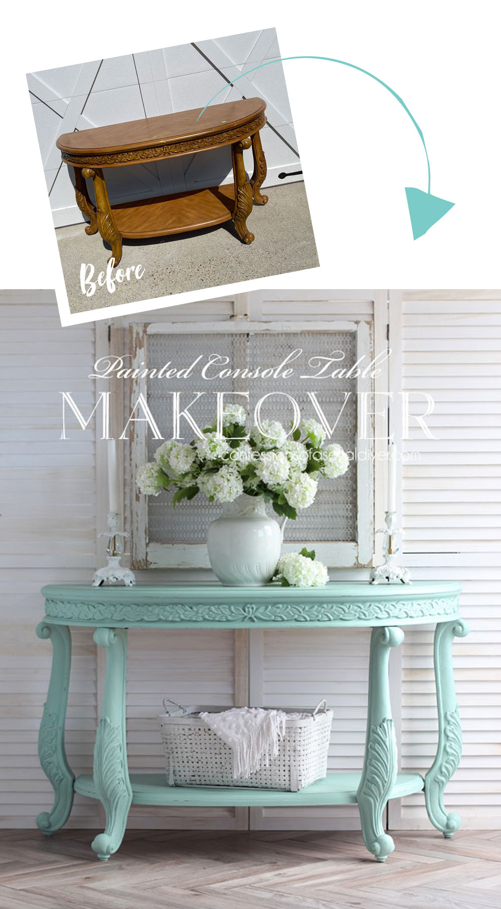 Painted console table in Sea Glass by Dixie Belle