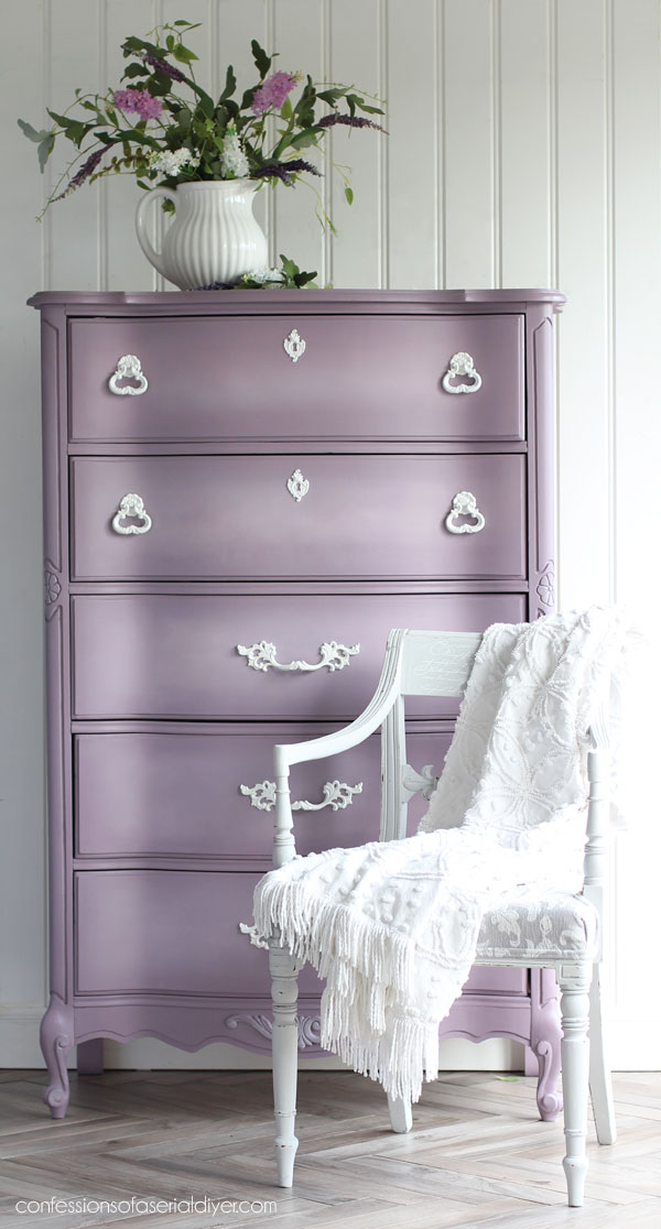 Purple painted dresser