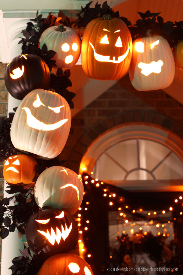 Lighted pumpkin archway