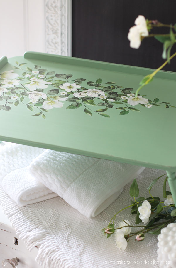 Vintage Tray and Easel painted in Mint Julep