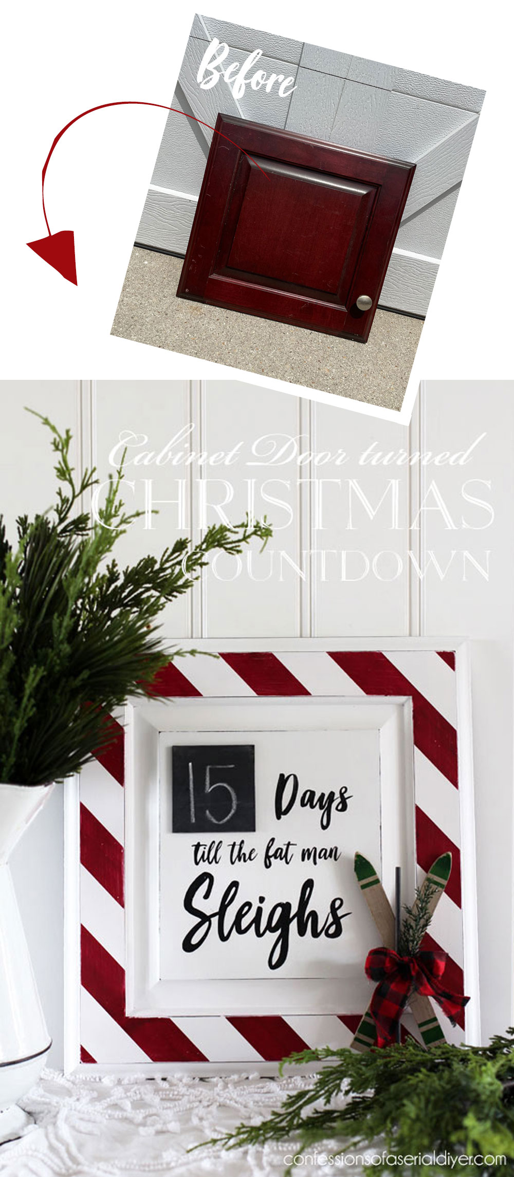 Christmas countdown from a cabinet door