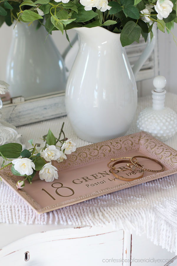 Tray painted in Tea Rose