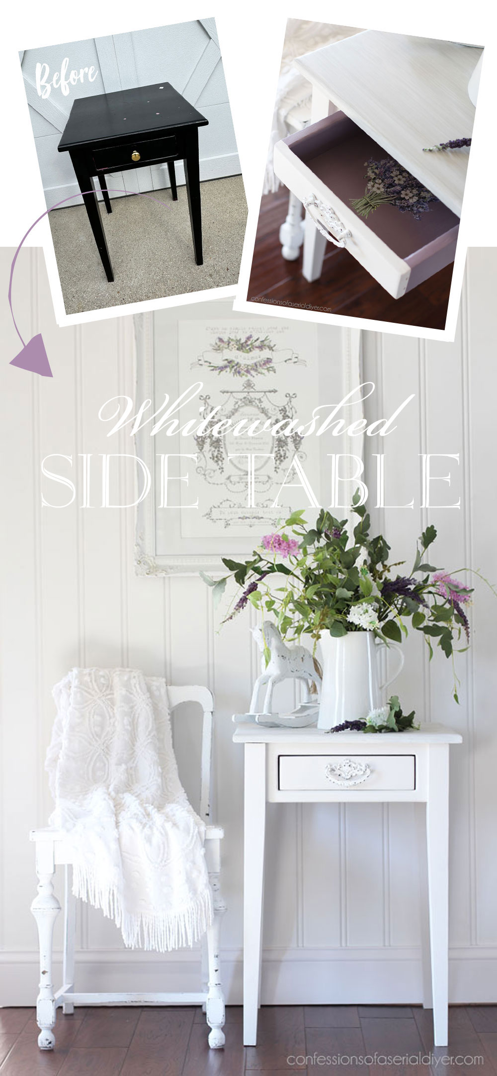 Whitewashed side table