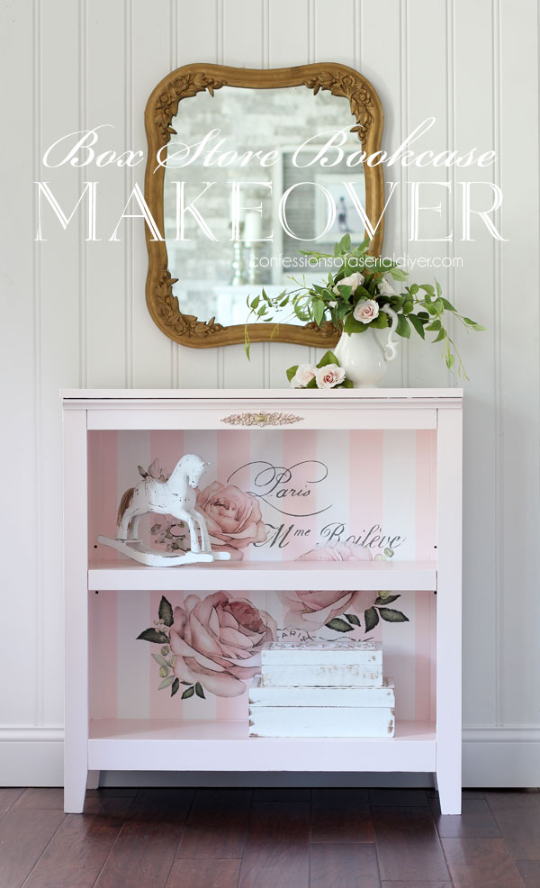 Box Store Bookcase Makeover with Chatellerault transfer