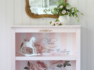 Box Store Bookcase Makeover with Chatellerault transfer