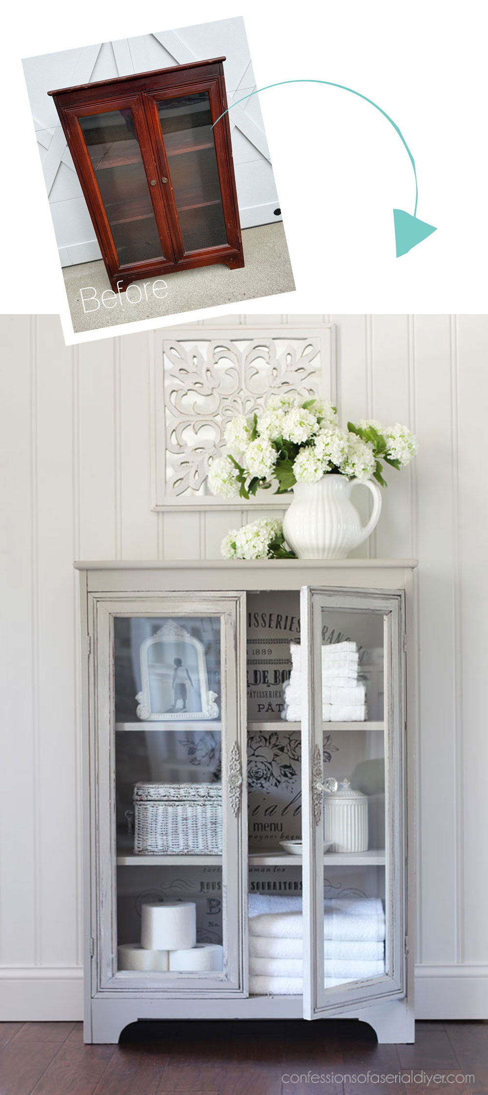 Vintage Cabinet with Glass Doors Updated