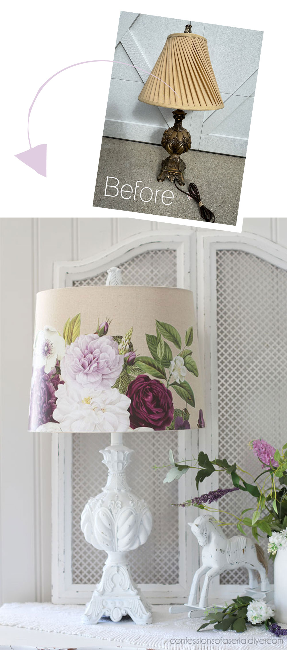 $4 Thrift Store Lamp Update with the Meet Me in the Garden Transfer