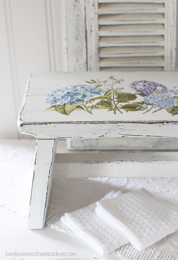 Stool with Mystic Hydrangea transfer