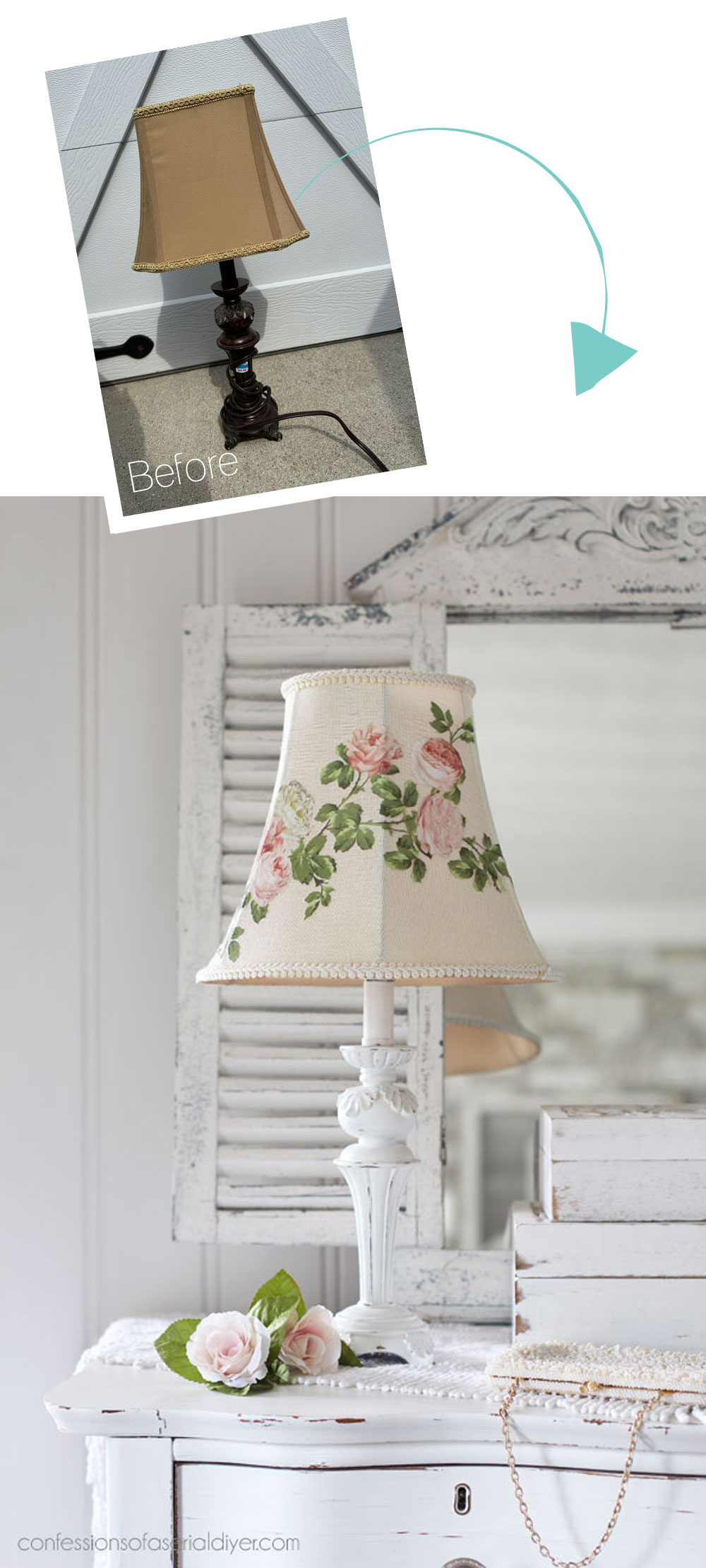 Lamp shade with the Salon de Diane transfer