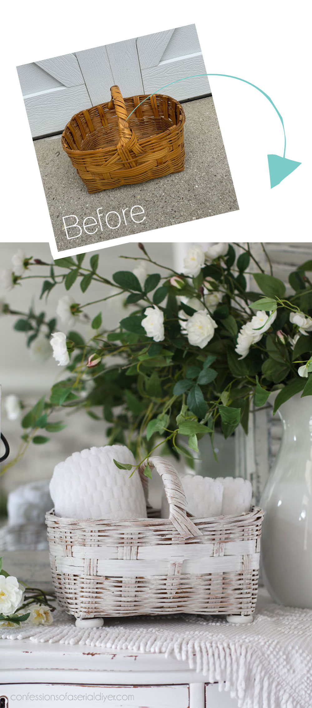 Whitewashed basket