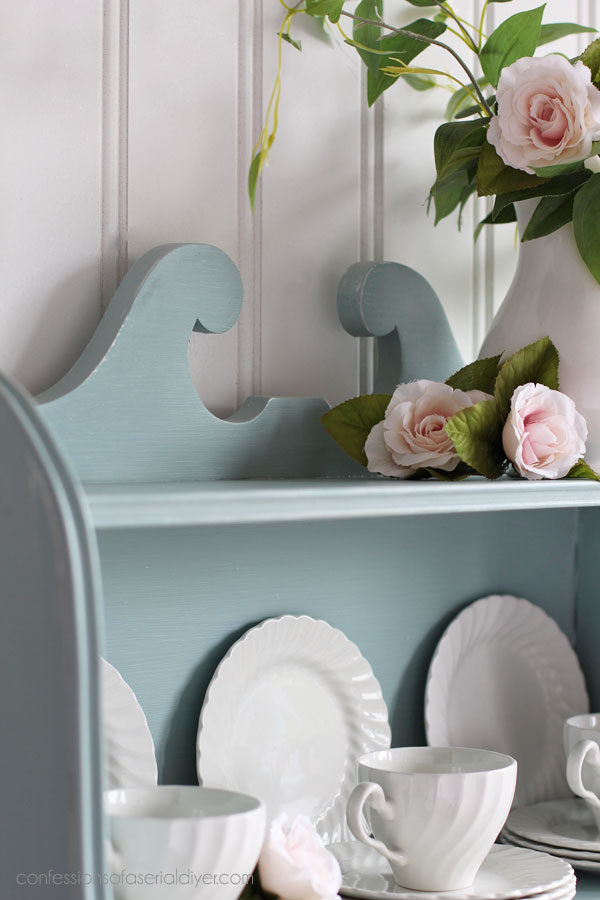 Vintage Bookcase Makeover in Duck Egg Blue