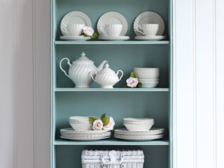 Vintage Bookcase Makeover in Duck Egg Blue