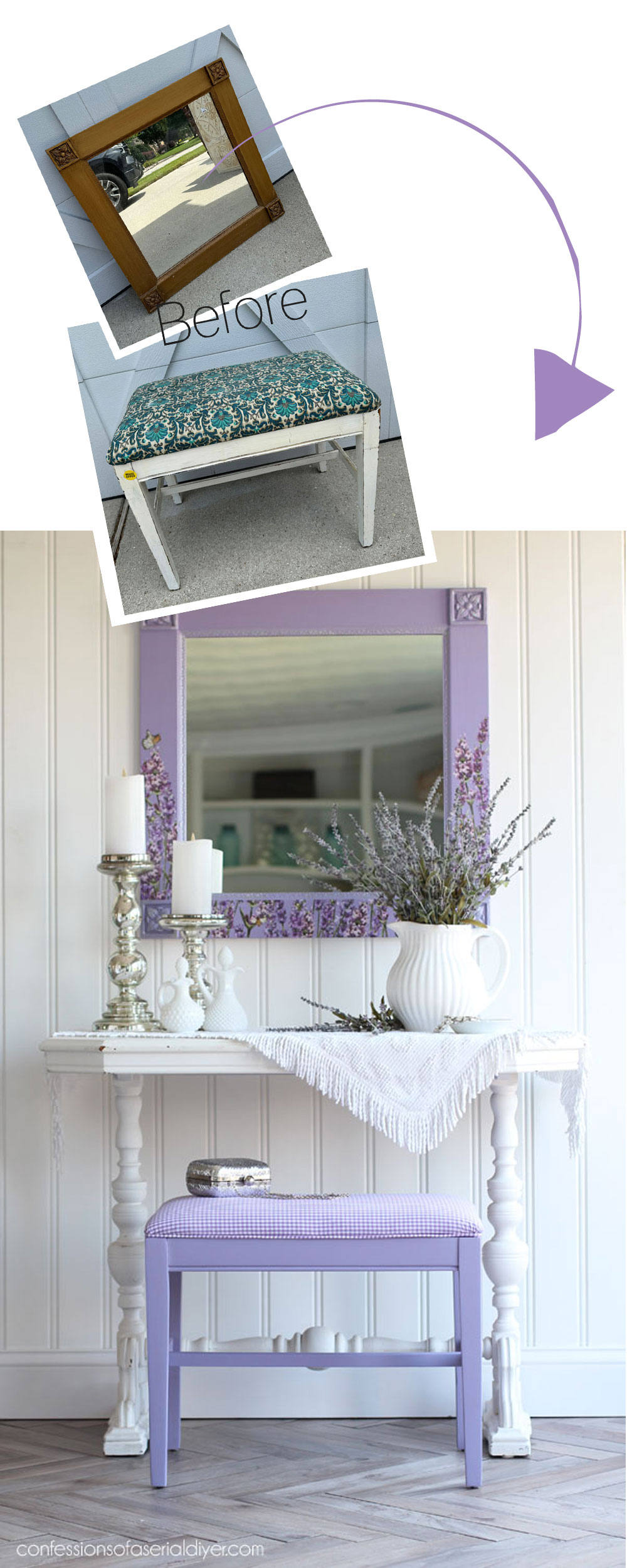 Purple desk and mirror