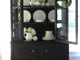 Black Painted Antique China Cabinet