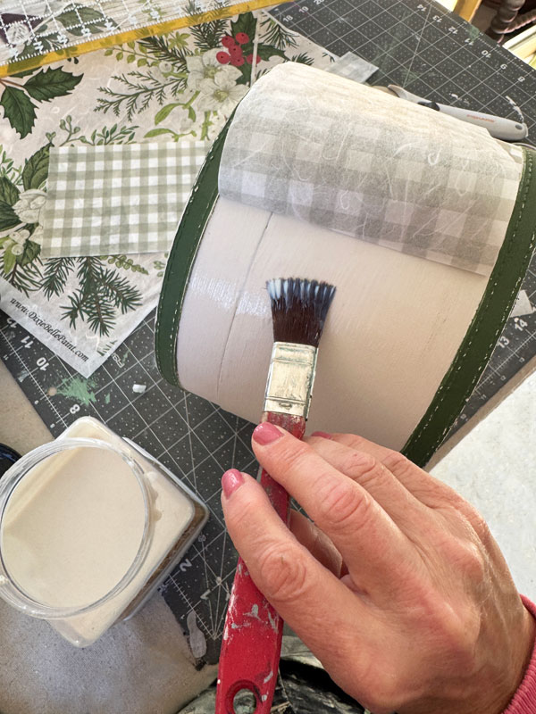 Use satin Clear Coat from Dixie Belle to apply decoupage paper