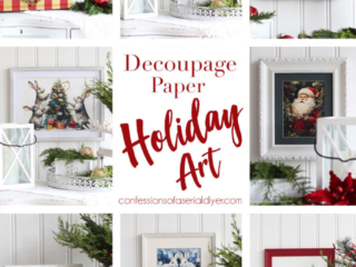 New holiday art from old frames and decoupage paper