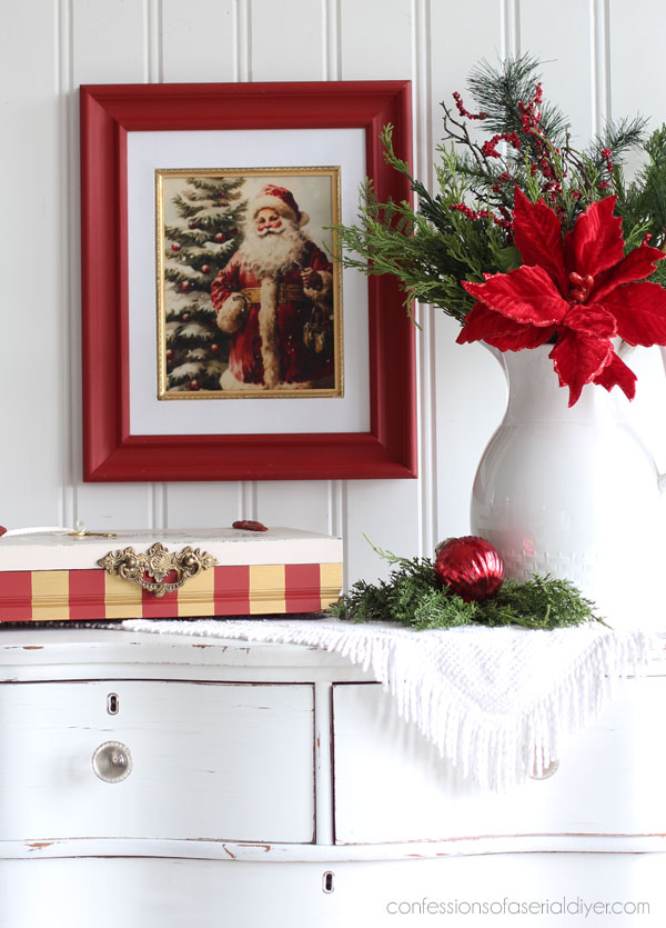 Santa holiday art from decoupage paper