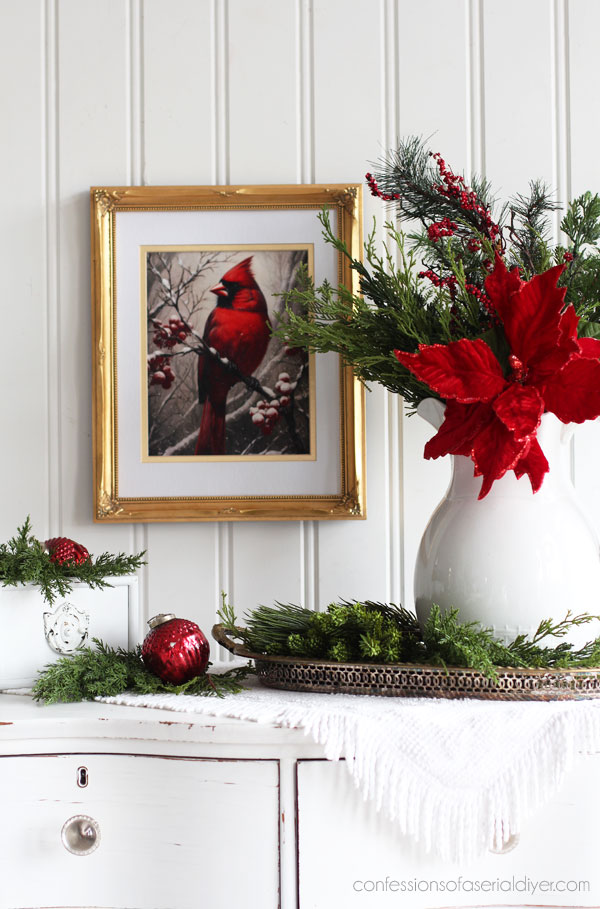 Cardinal art with decoupage paper