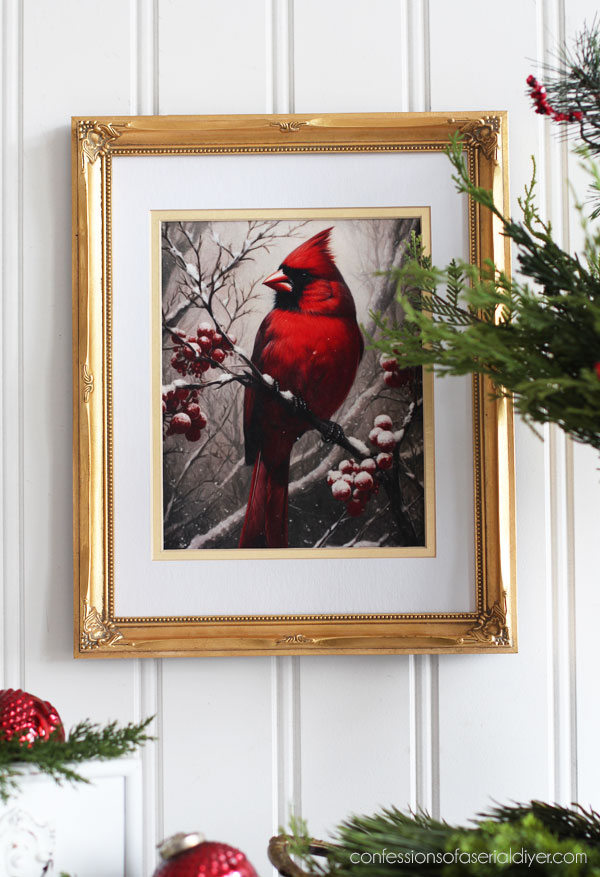 Cardinal art with decoupage paper