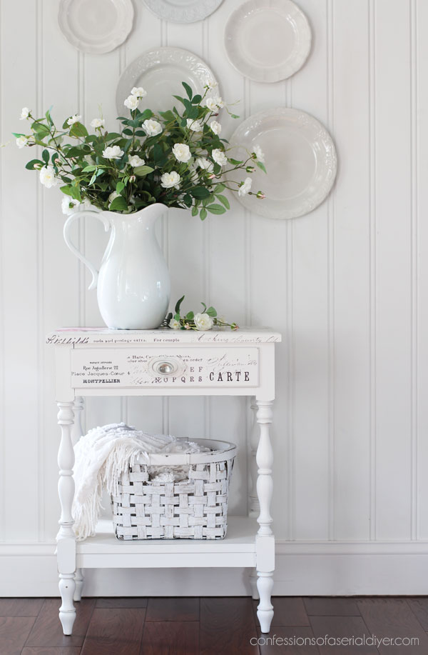 Dated night table makeover with transfer