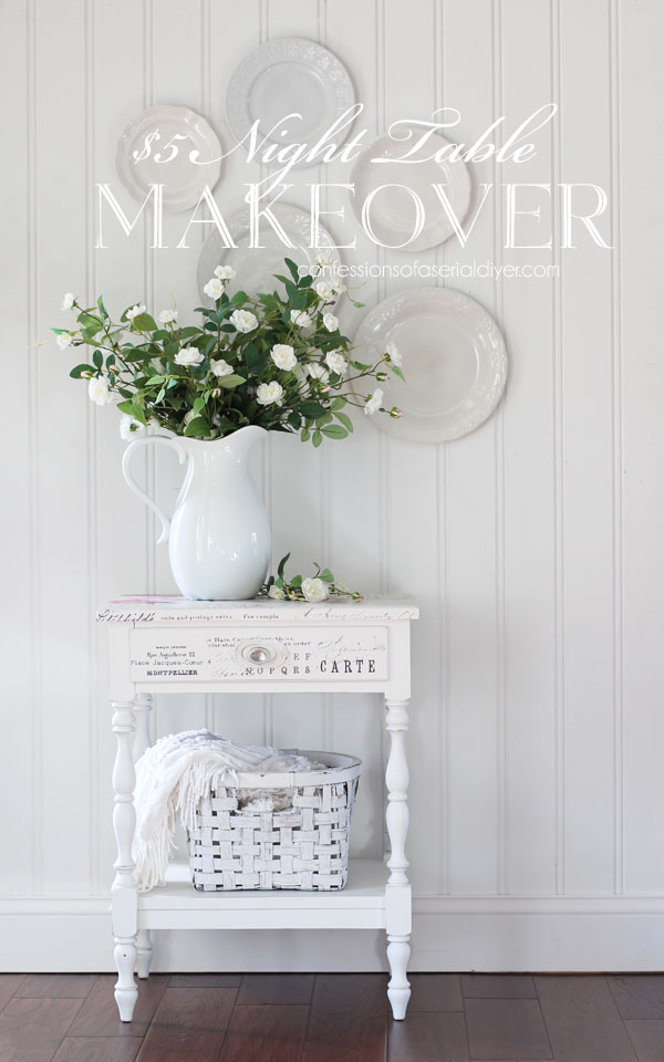 Dated night table makeover with transfer