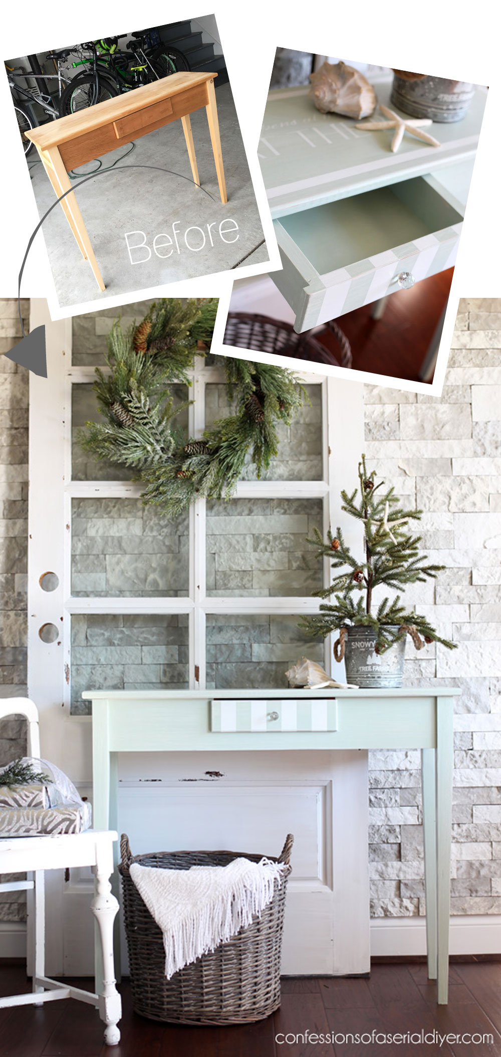 Unfinished wood table makeover