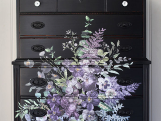 Black floral dresser makeover