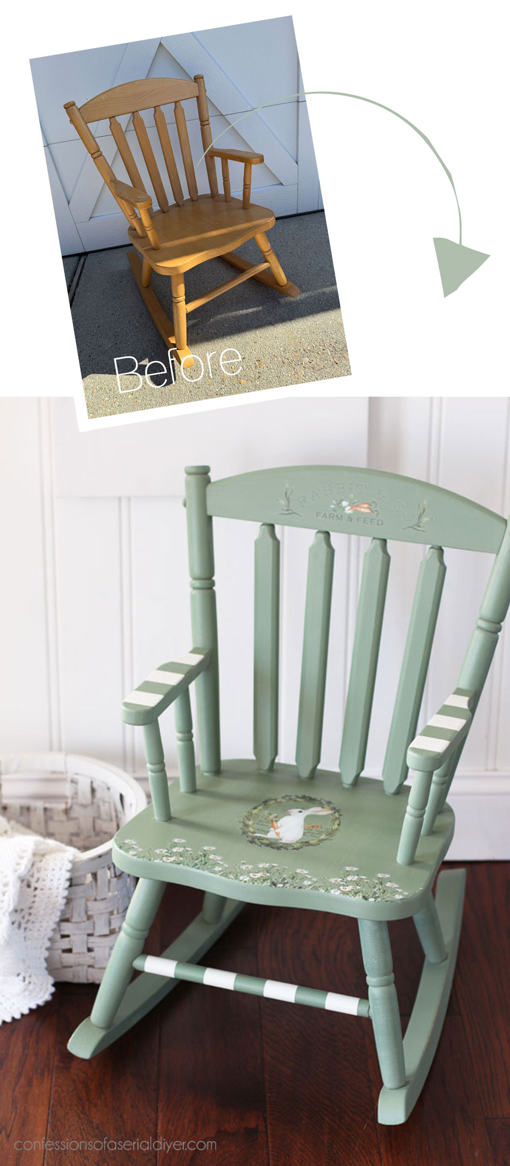 Bunny rocker makeover with Blossom Bunnies transfer